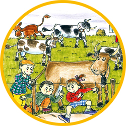 Pau y Laia aprenden palabras del mundo campesino, con Pilarín Bayés, Adelina Palacín, Assumpta Verdaguer y Clara Guindulain (Eumo Editorial)