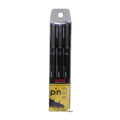 Rotulador calibrado Uni Mitsubishi 02, 04, 08 Negro